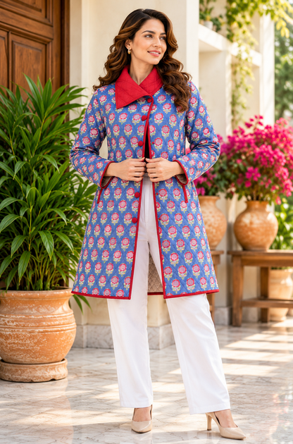 ROSE BLUE COTTON QUILTED JACKET-NVQJ662
