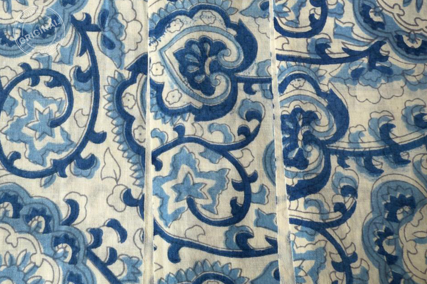 Floral Hand Block Printed Running Fabric Natural Dyed Dress Materiel HF6409