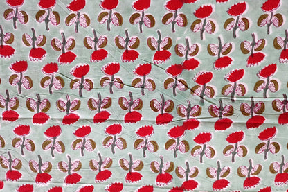 BLOCK PRINTED COTTON FABRIC-PCF162(1 MTR)