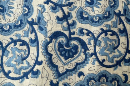 Floral Hand Block Printed Running Fabric Natural Dyed Dress Materiel HF6409