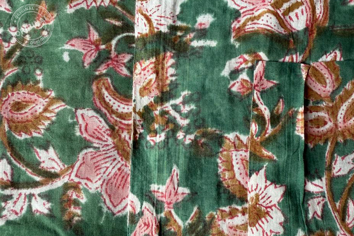 Floral Hand Block Printed Running Fabric Natural Dyed Dress Materiel HF6404