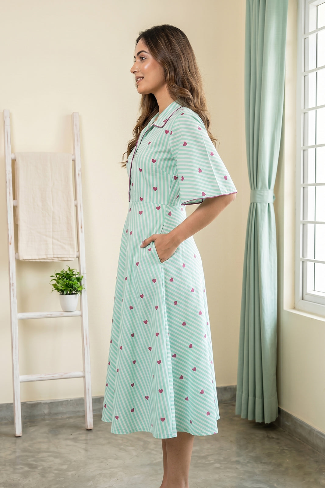 Green Stripes Dress -NFD91