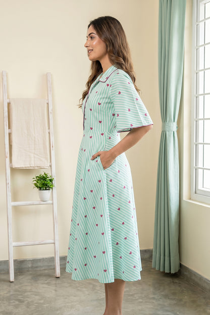 Green Stripes Dress -NFD91