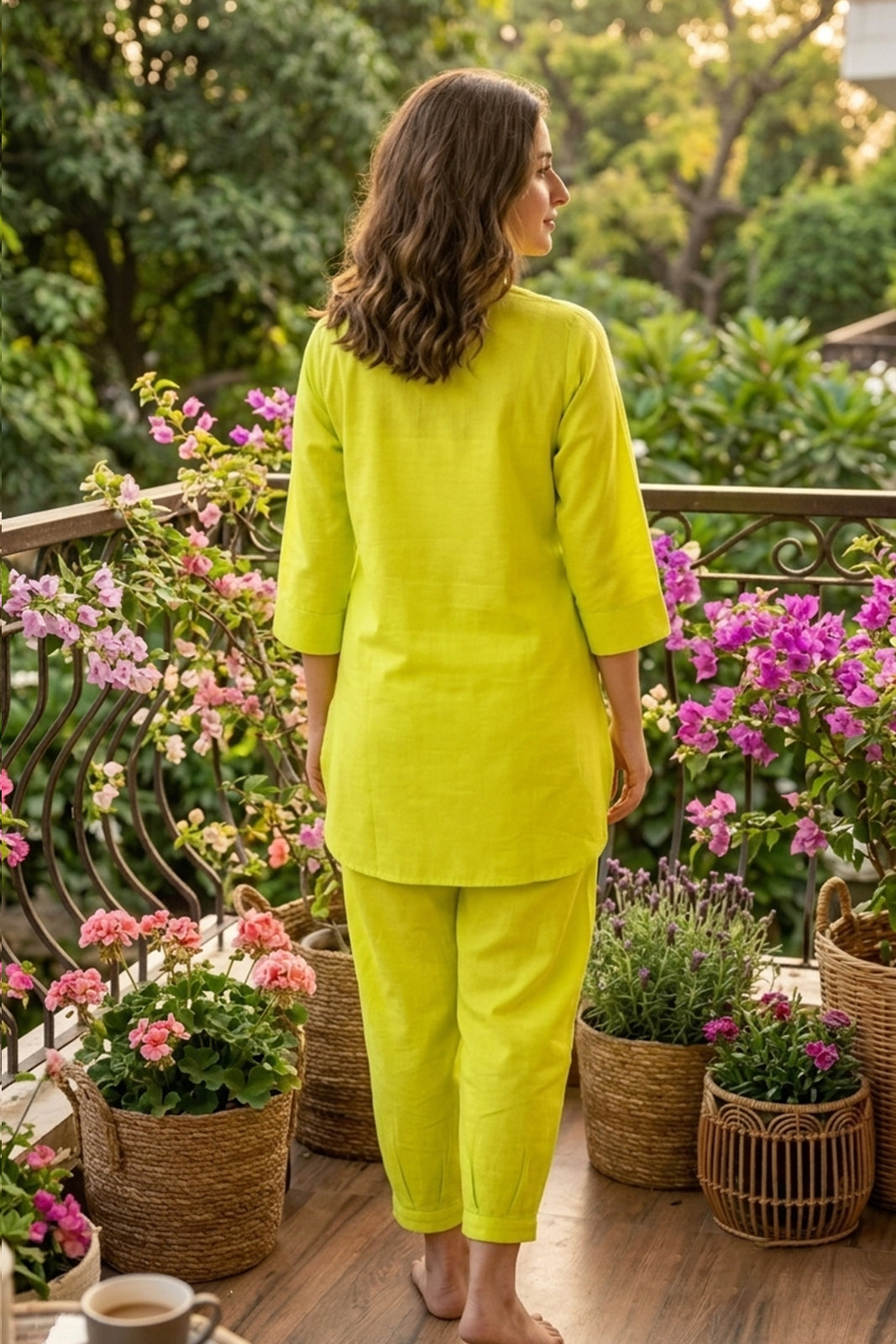 Electric Lime Cotton Coord Set-NVCD58