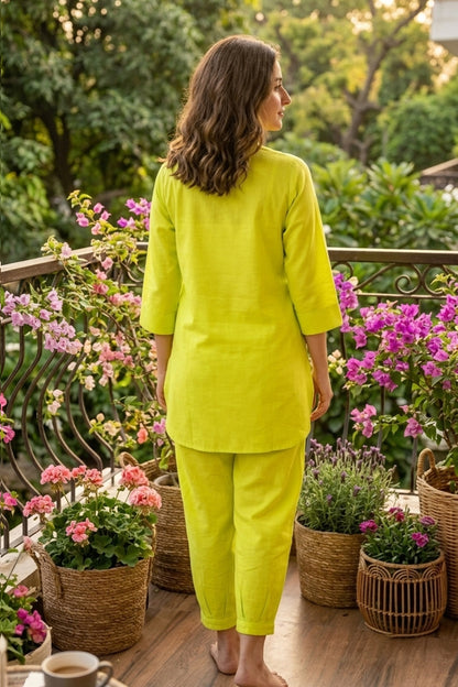 Electric Lime Cotton Coord Set-NVCD58