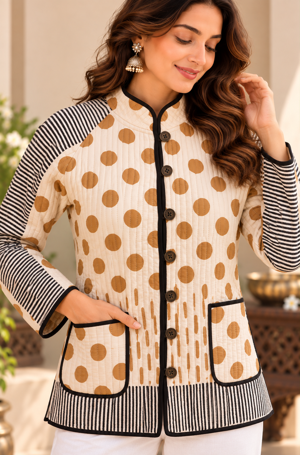 Zuri Polka Quilted Reversible Jacket