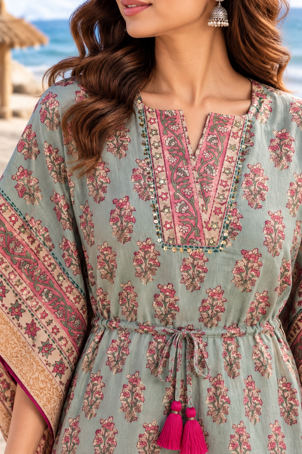 Blush Breeze Twill Cotton Kaftan