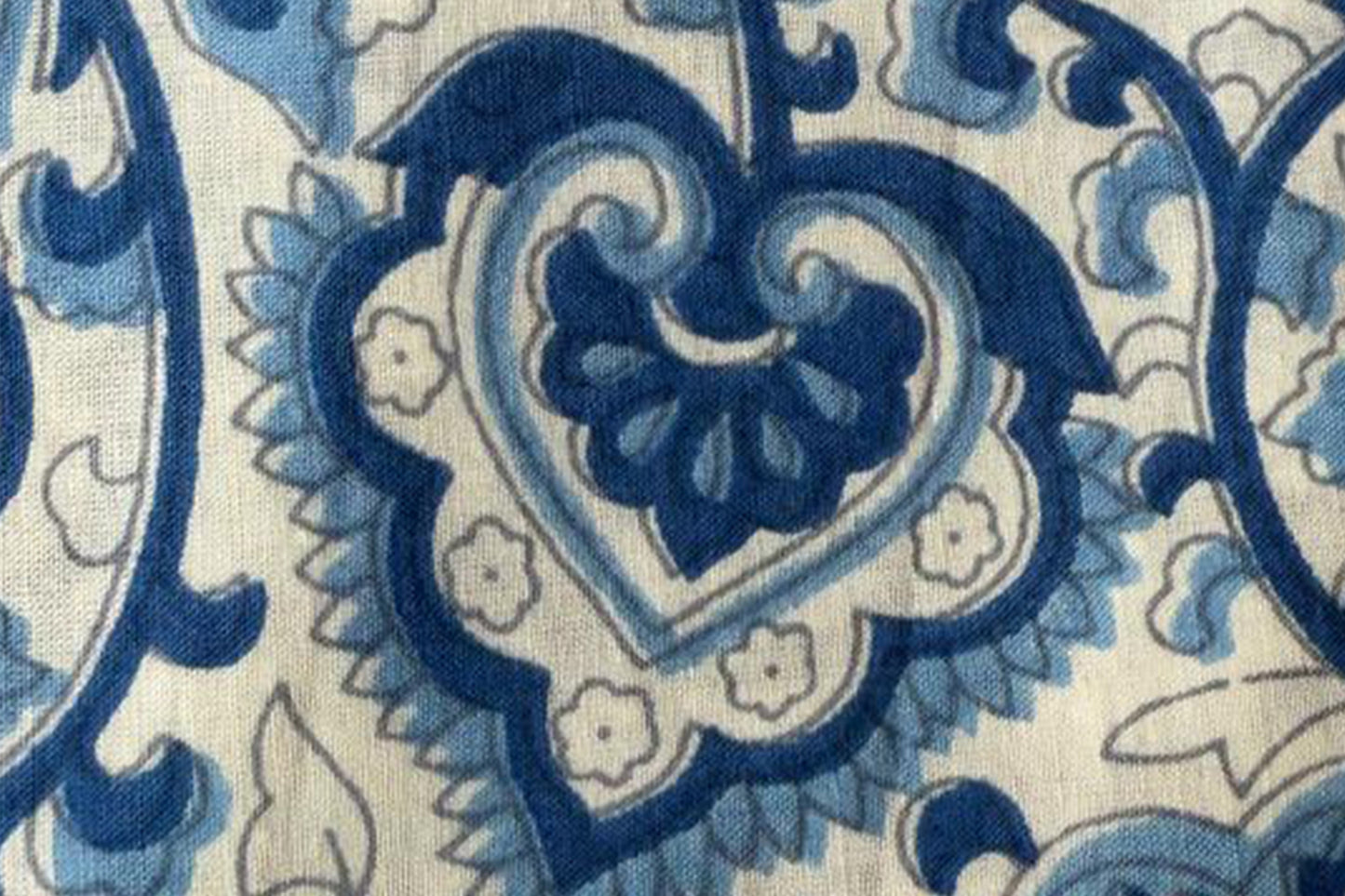 Floral Hand Block Printed Running Fabric Natural Dyed Dress Materiel HF6409