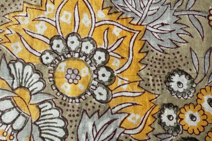 Floral Hand Block Printed Running Fabric Natural Dyed Dress Materiel HF6410