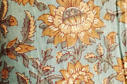 Floral Hand Block Printed Dress Materiel HF6414