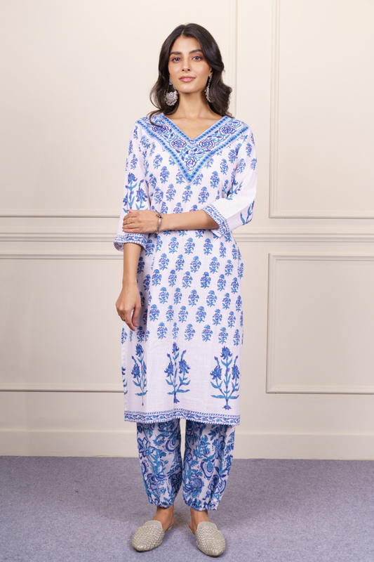 Blue White Kurta Set-KS800