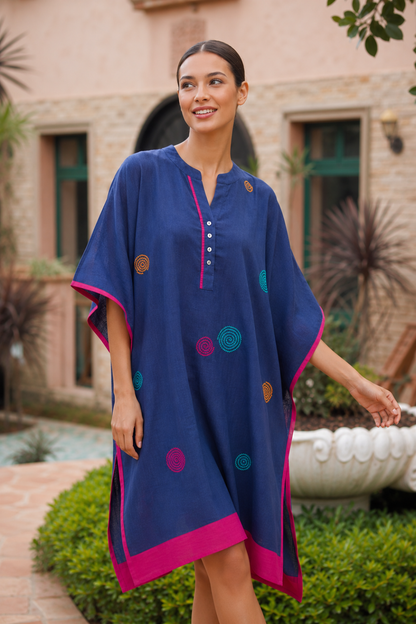 GULNEEL EMBROIDERY COTTON KAFTAN - NVK597