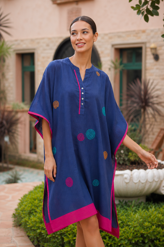 GULNEEL EMBROIDERY COTTON KAFTAN - NVK597