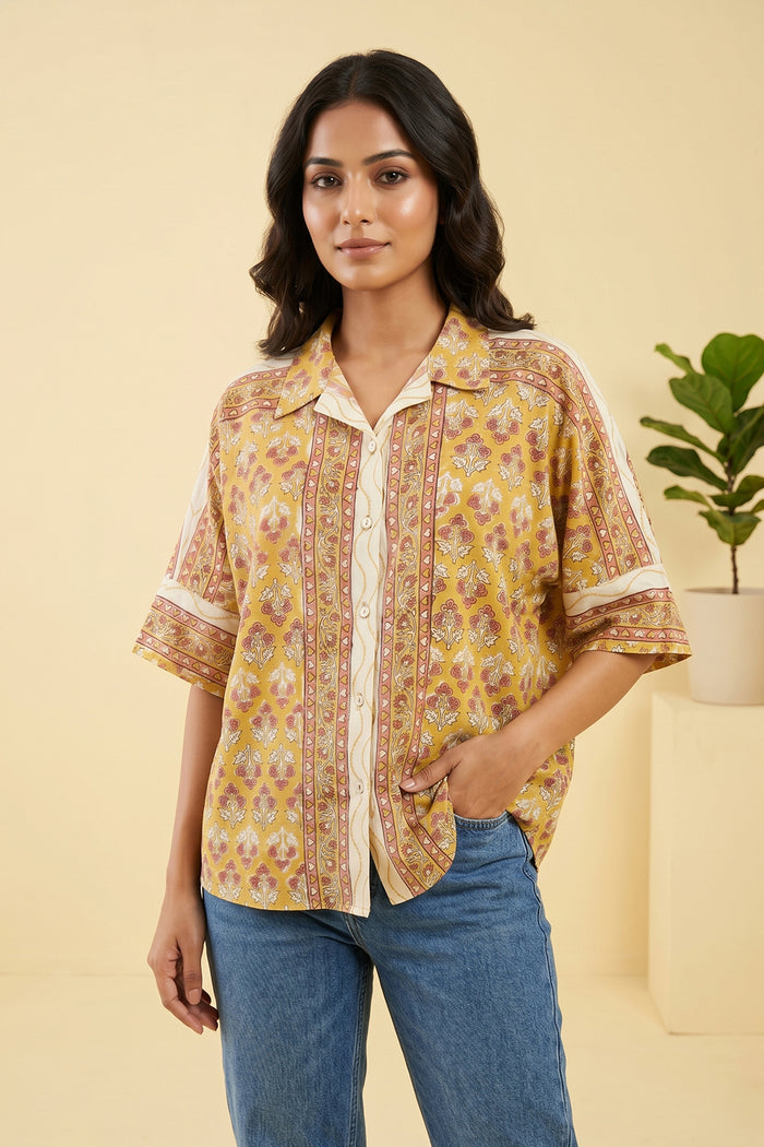 YELLOW FLORAL COTTON TOP