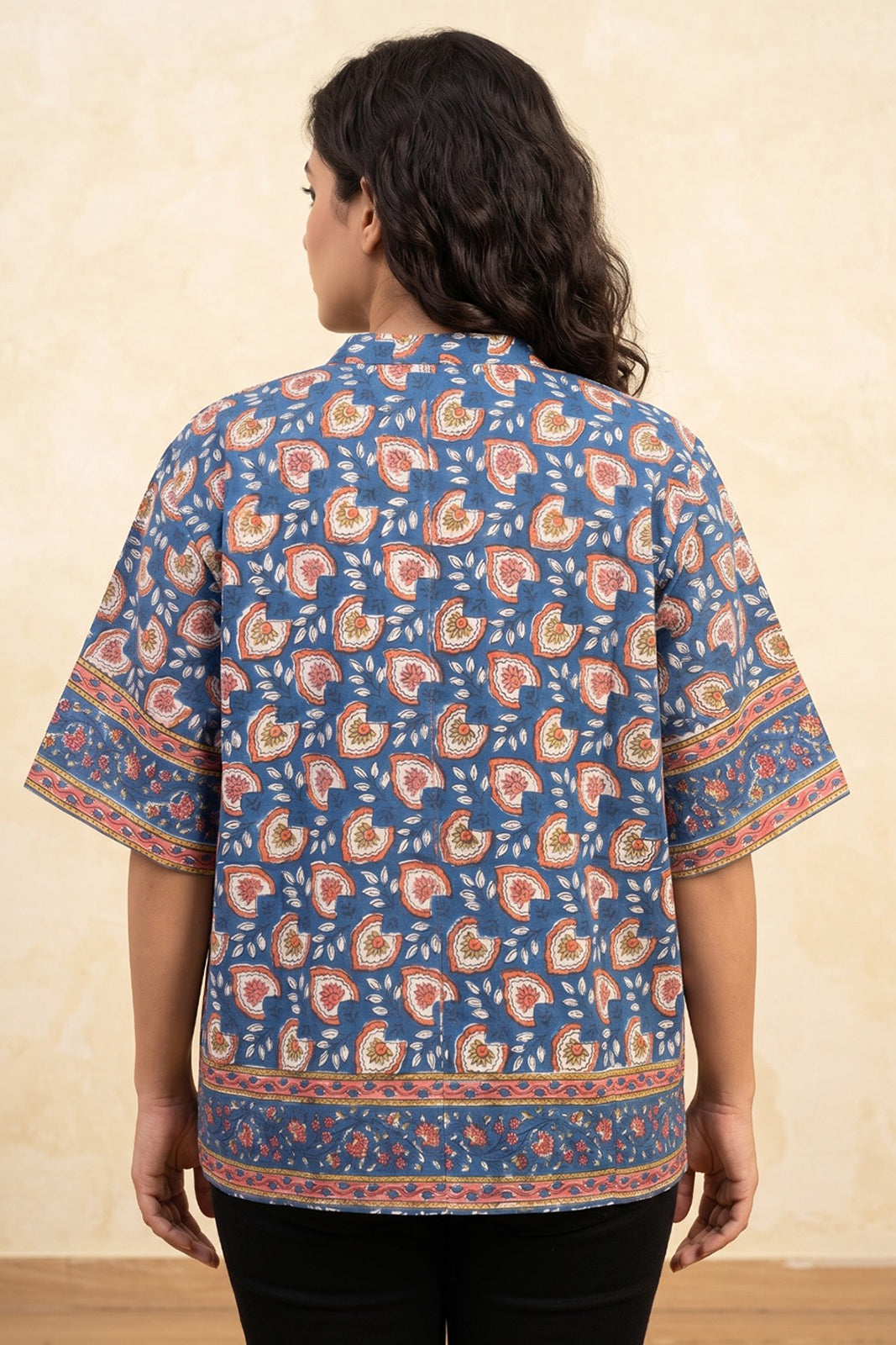 NAVY BLUE FLORAL COTTON TOP-NFT163