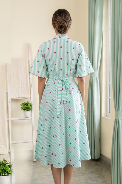 Green Stripes Dress -NFD91
