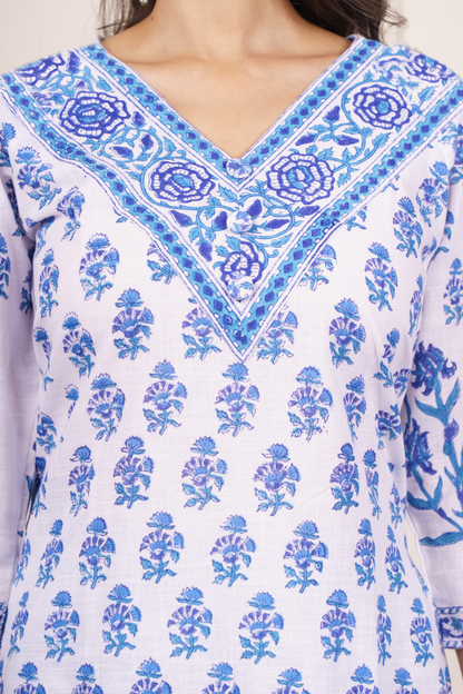 Blue White Kurta-KS778