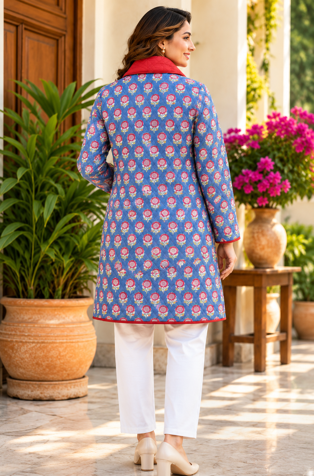 ROSE BLUE COTTON QUILTED JACKET-NVQJ662