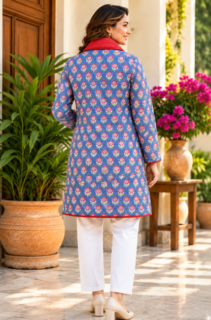ROSE BLUE COTTON QUILTED JACKET-NVQJ662
