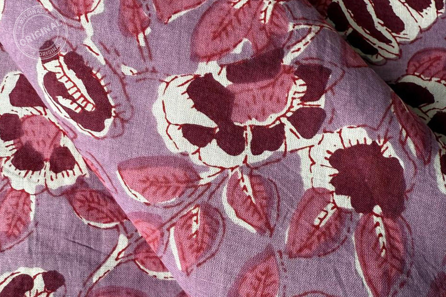 Floral Hand Block Printed Running Fabric Natural Dyed Dress Materiel HF6405