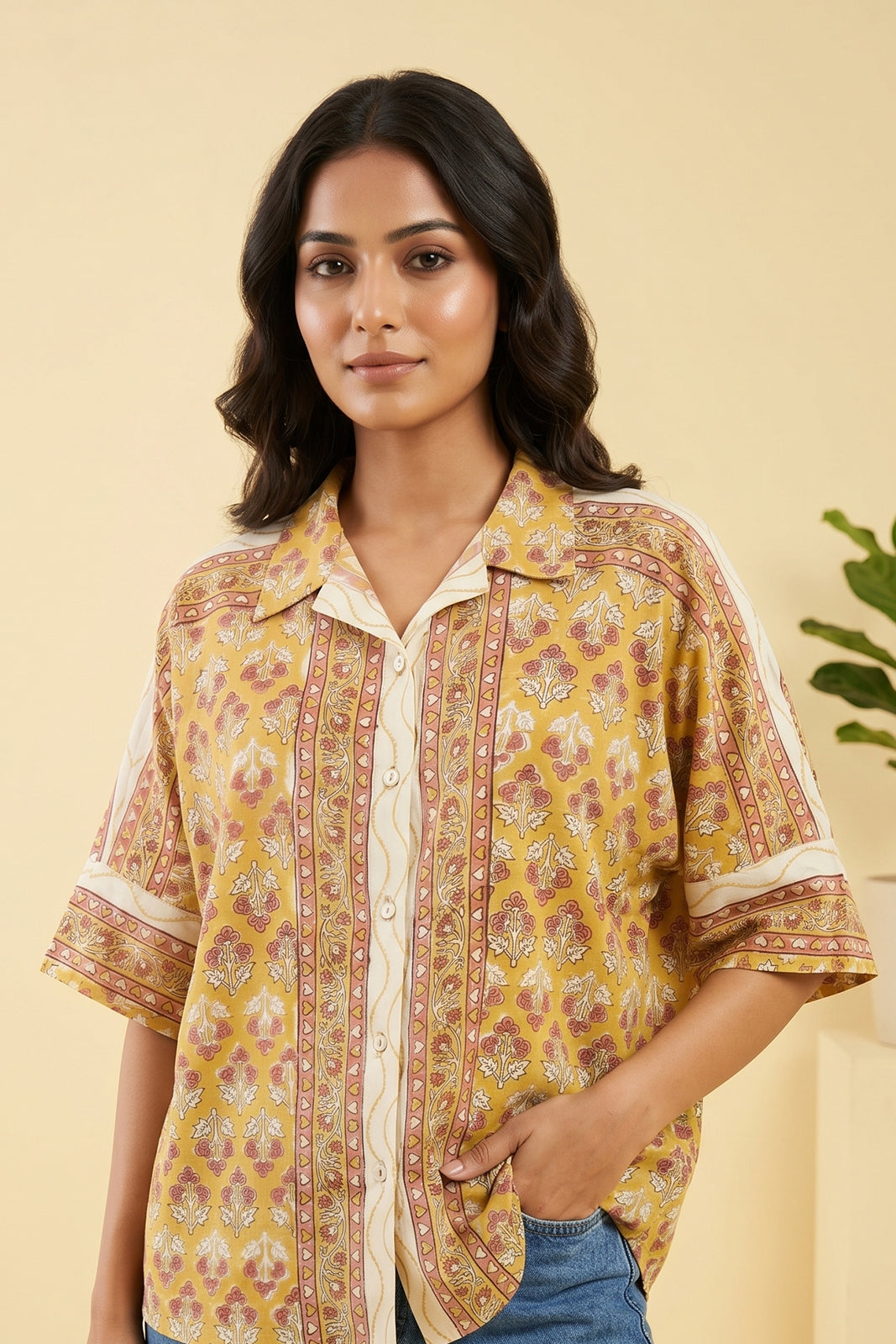 YELLOW FLORAL COTTON TOP-NFT158