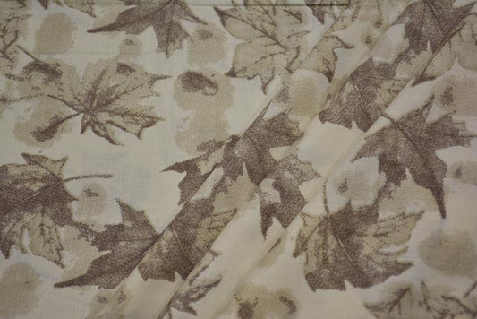 CREAM AND BROWN FLORAL GIZA SHIRT FABRIC-HF1971