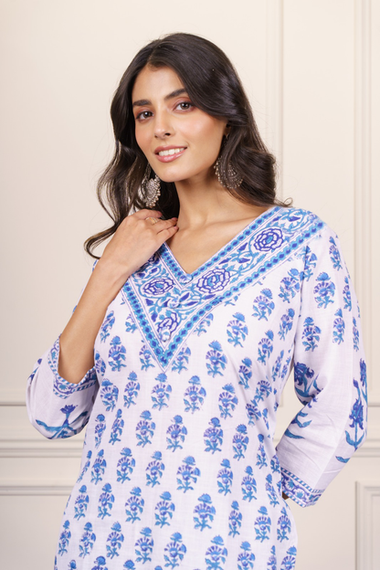 Blue White Kurta-KS778