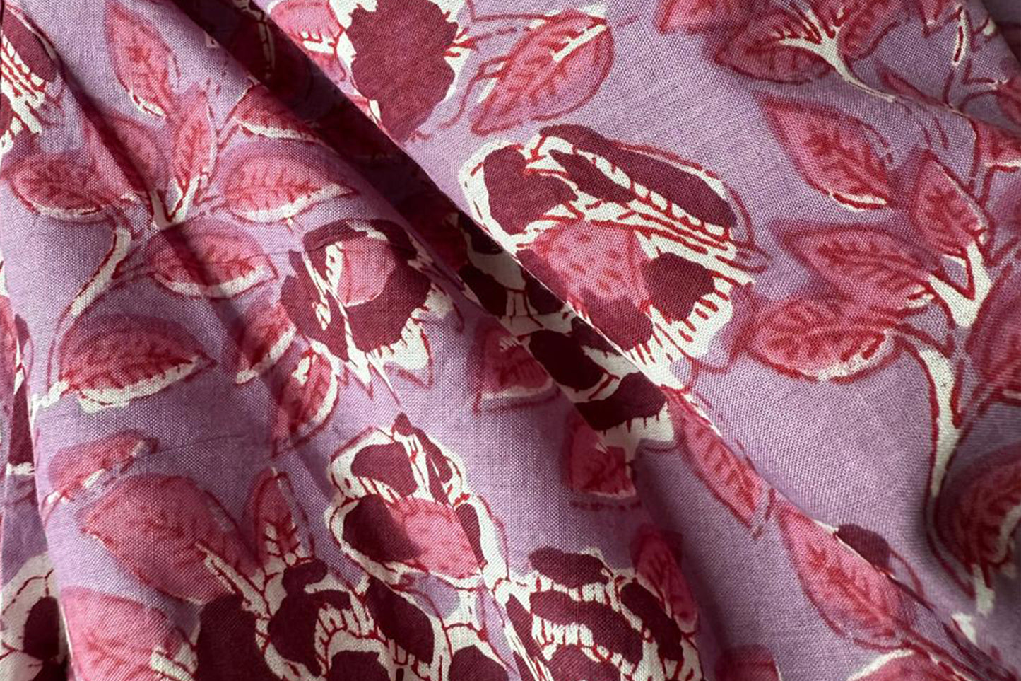 Floral Hand Block Printed Running Fabric Natural Dyed Dress Materiel HF6405