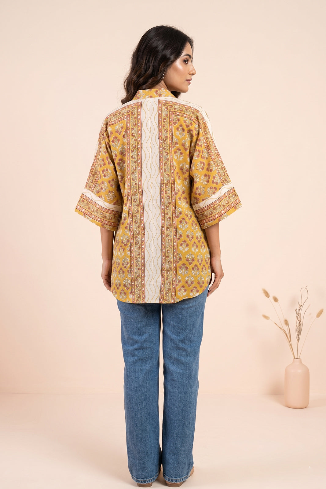 YELLOW FLORAL COTTON TOP-NFT158