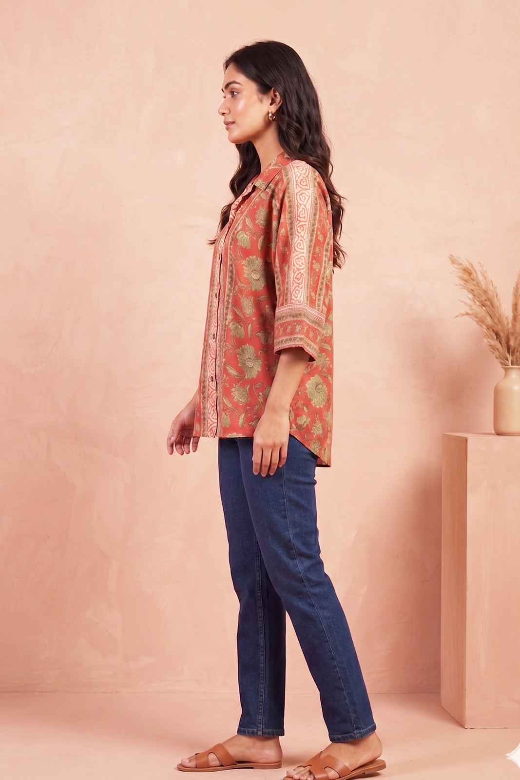 Orange Flair Sleeve Cotton Top-NFT161