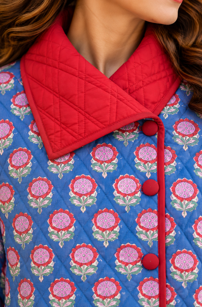 ROSE BLUE COTTON QUILTED JACKET-NVQJ662