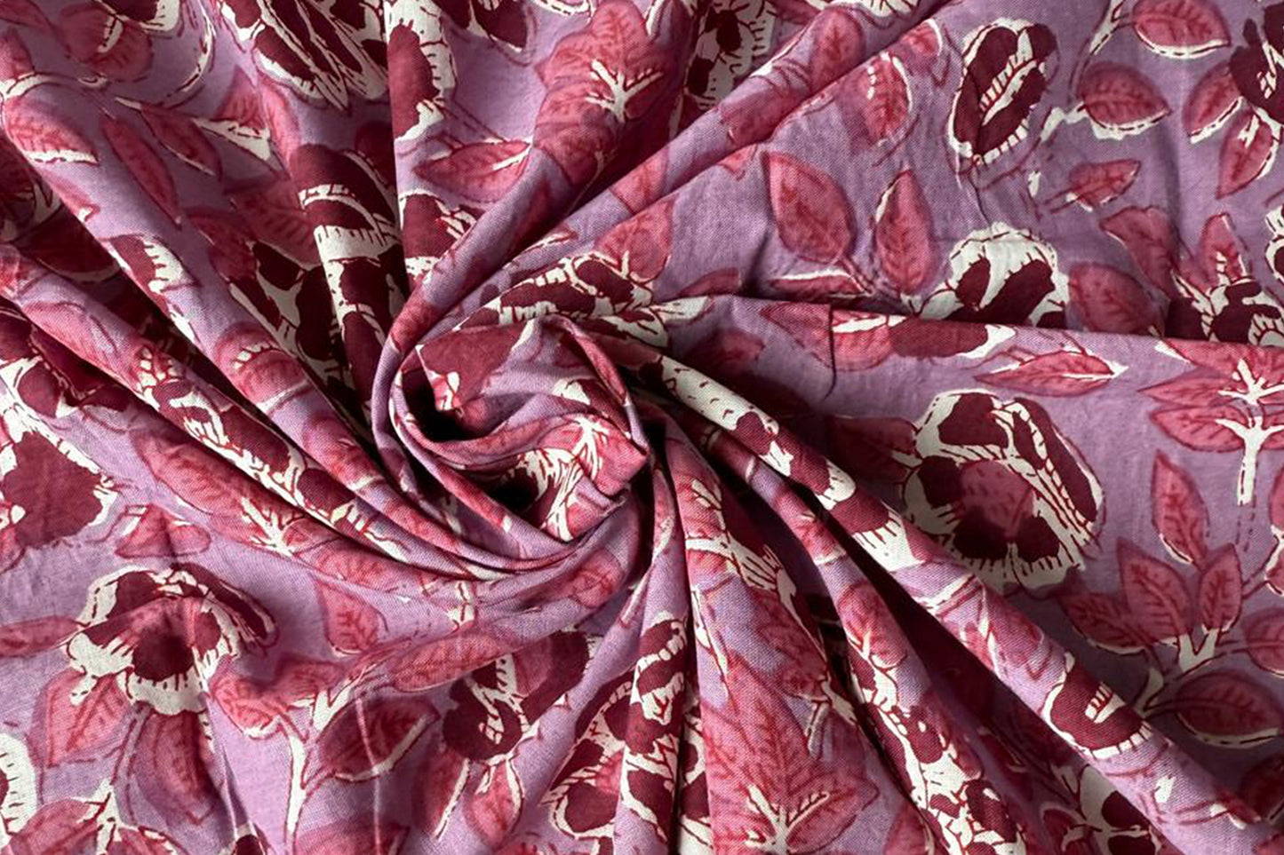 Floral Hand Block Printed Running Fabric Natural Dyed Dress Materiel HF6405