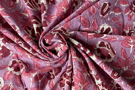 Floral Hand Block Printed Running Fabric Natural Dyed Dress Materiel HF6405