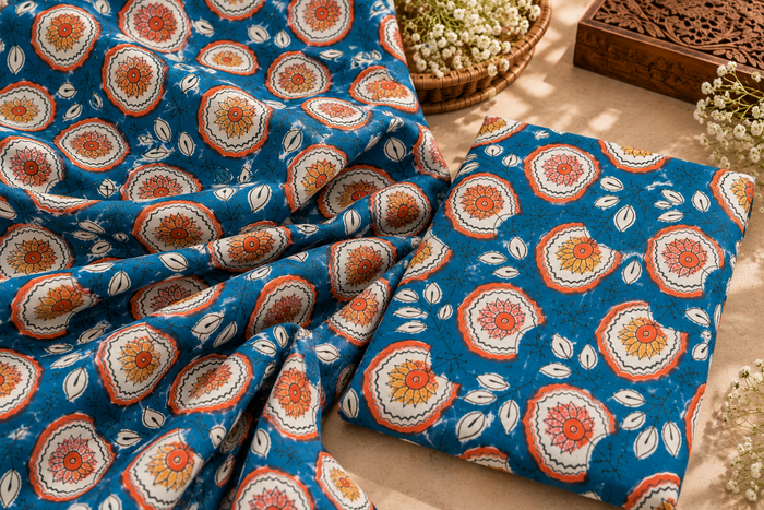 FLORAL HAND BLOCK PRINTED COTTON FABRIC
