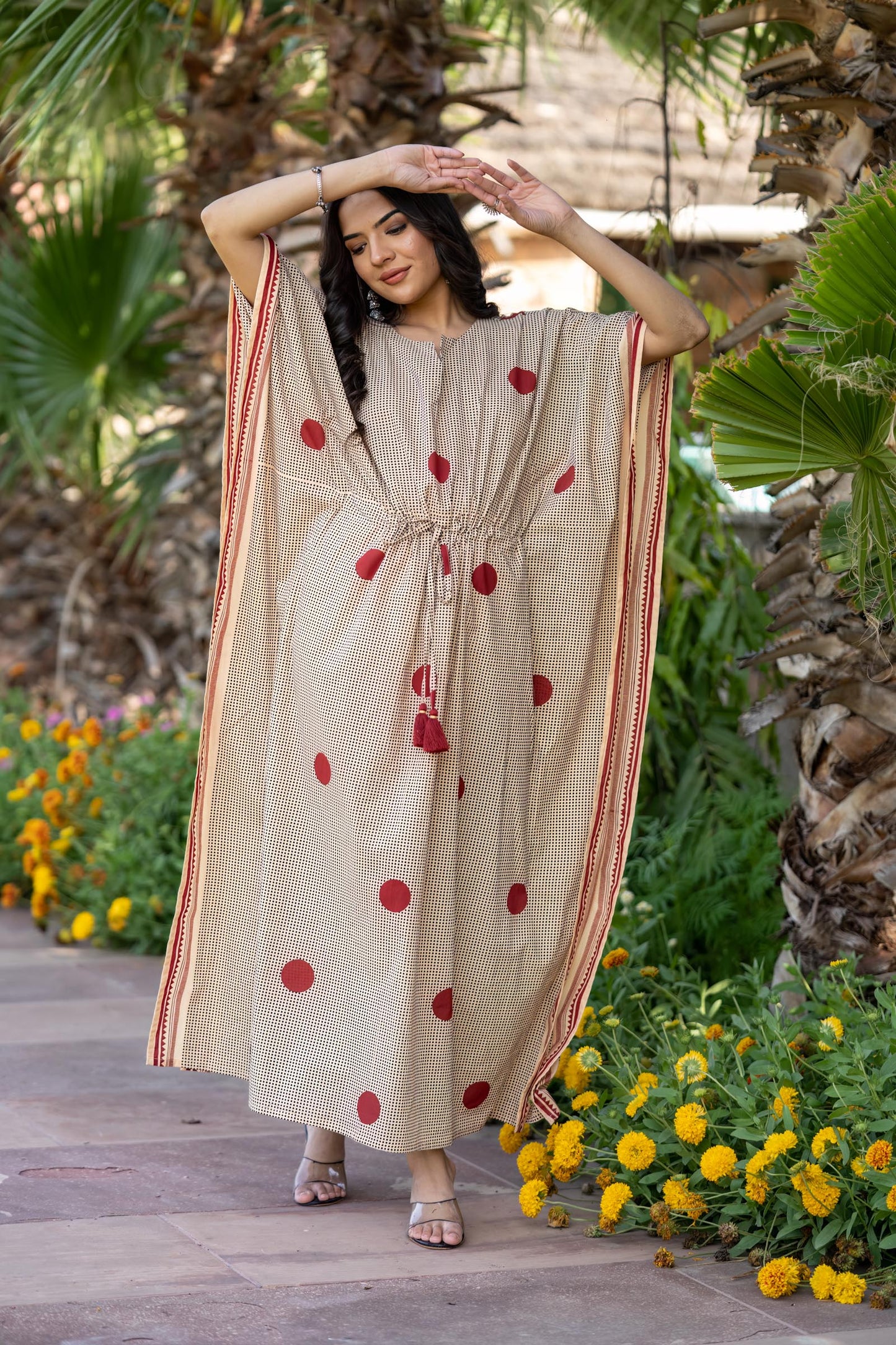 Bagru Polka Kaftan-NVK458