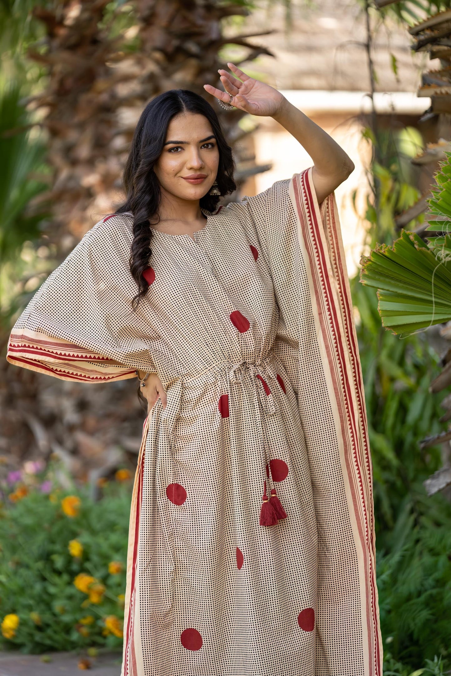 Bagru Polka Kaftan-NVK458