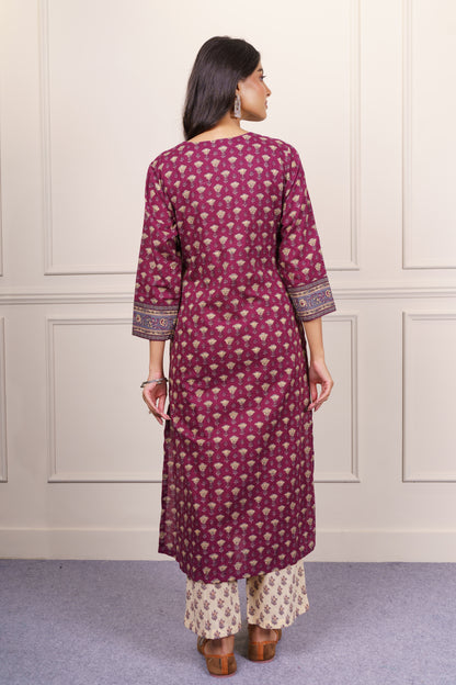 Wine Beige Kurta-KS773
