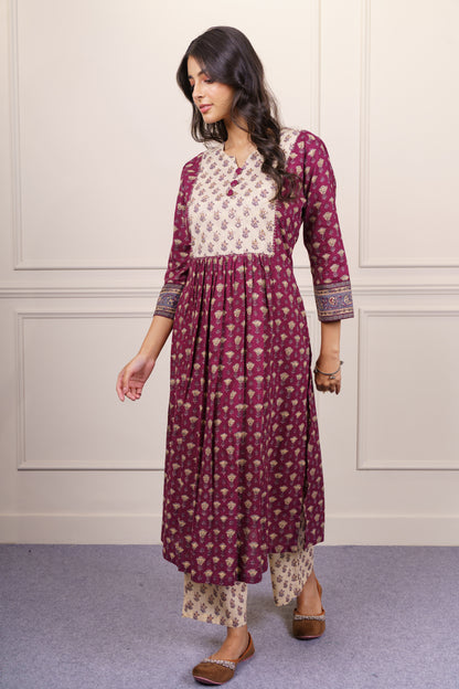 Wine Beige Kurta-KS773