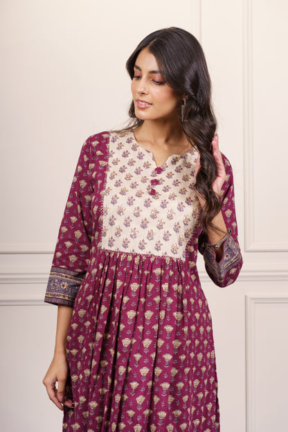 Wine Beige Kurta Set-KS791