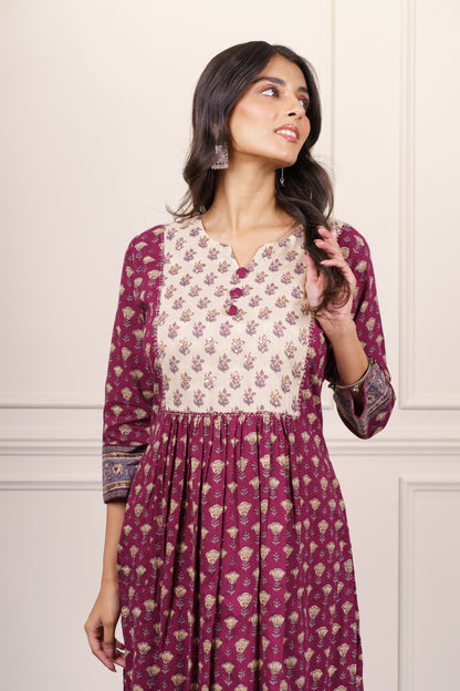Wine Beige Kurta-KS773