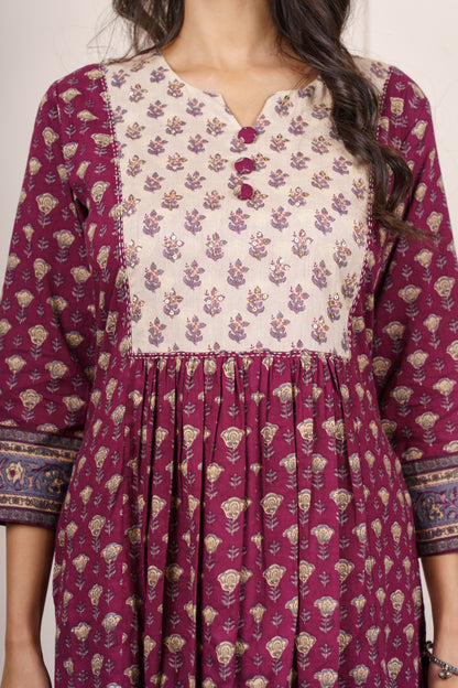 Wine Beige Kurta Set-KS791
