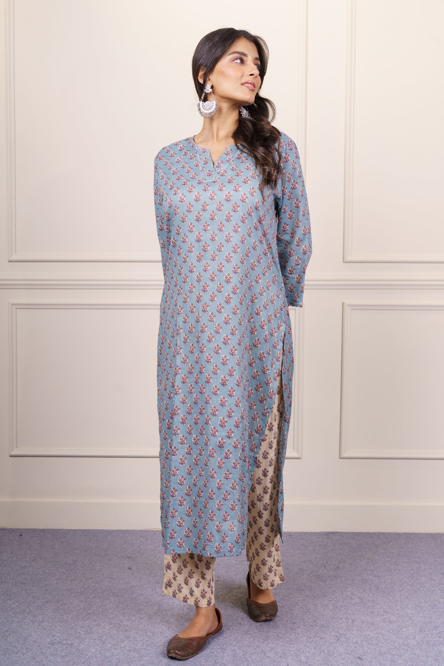 Grey Cotton Kurta-KS798