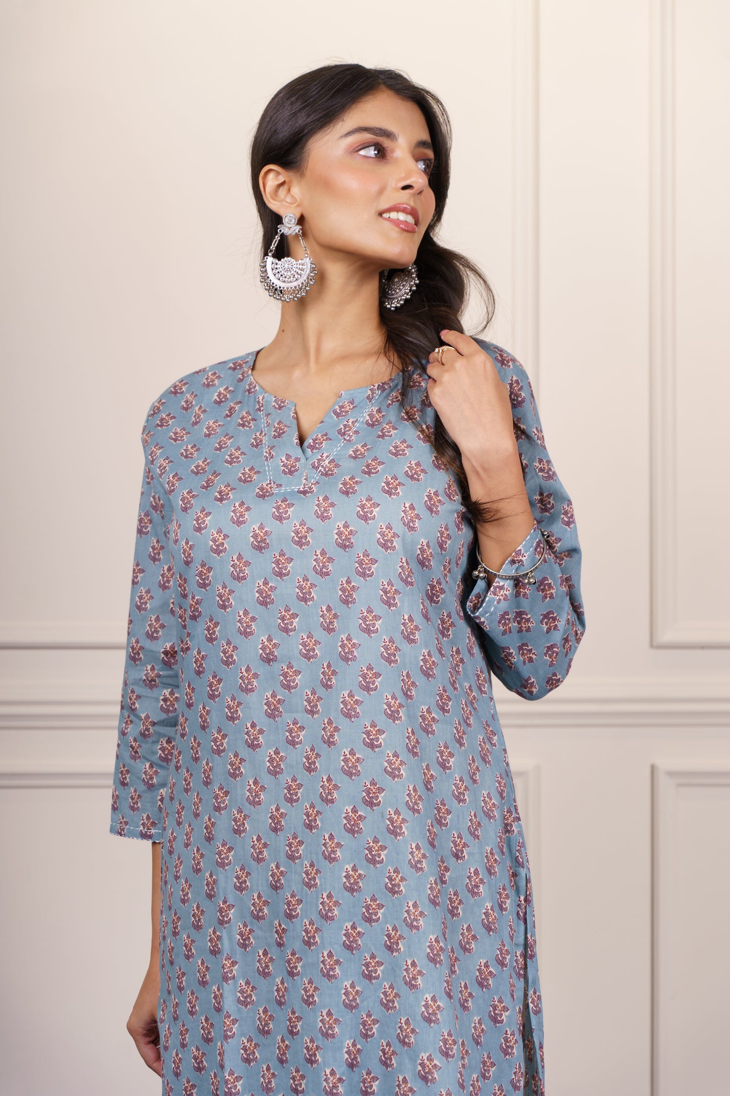 Grey Cotton Kurta-KS798
