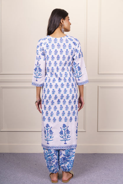 Blue White Kurta Set-KS800