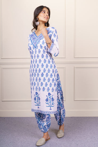 Blue White Kurta Set-KS800