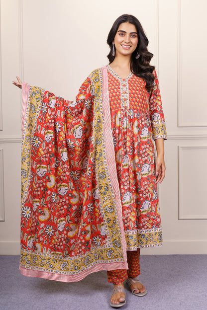 Orange Traditional kurta Dupatta Set-KS820