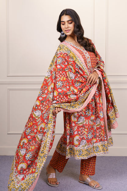 Orange Traditional kurta Dupatta Set-KS820