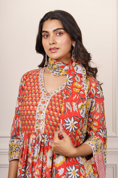 Orange Traditional kurta Dupatta Set-KS820
