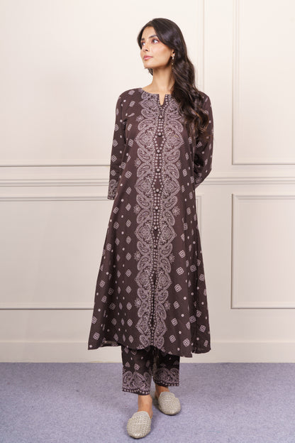 Dark Brown cotton kurta-KS782