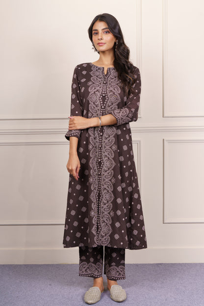 Dark Brown cotton kurta Set-KS804